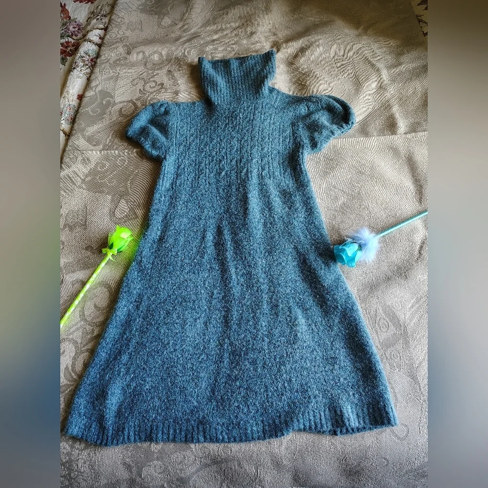 Sweater Project Blue Knit Hooded Dress - Picture 1 of 3
